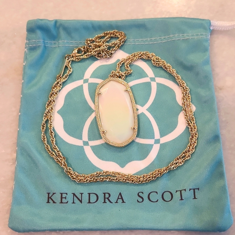 Kendra Scott Rae Necklace White Iridescent HTF